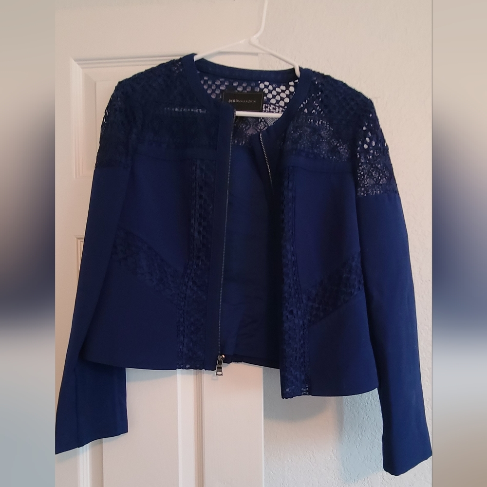 BCBG Maxazria blue lace blazer